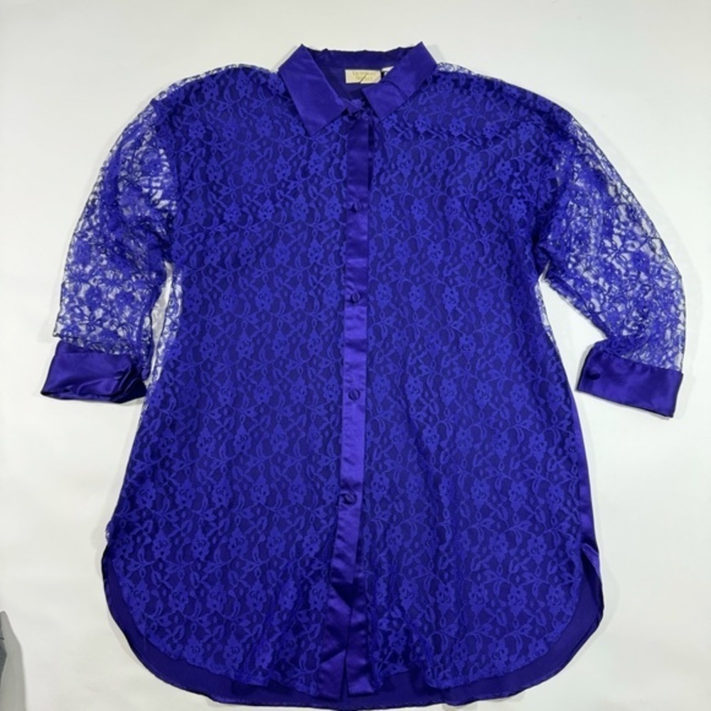 Vintage Victorias Secret Lace Front Night Gown Purple